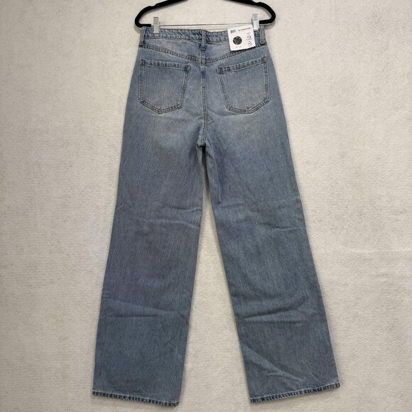 BP Jeans Womens 28 Blue Distressed Wide Leg High Rise Ripped Denim Pants - Picture 7 of 11